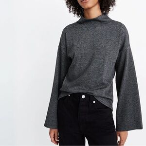 Madewell Wide-Sleeve Mockneck Top in Glen Plaid